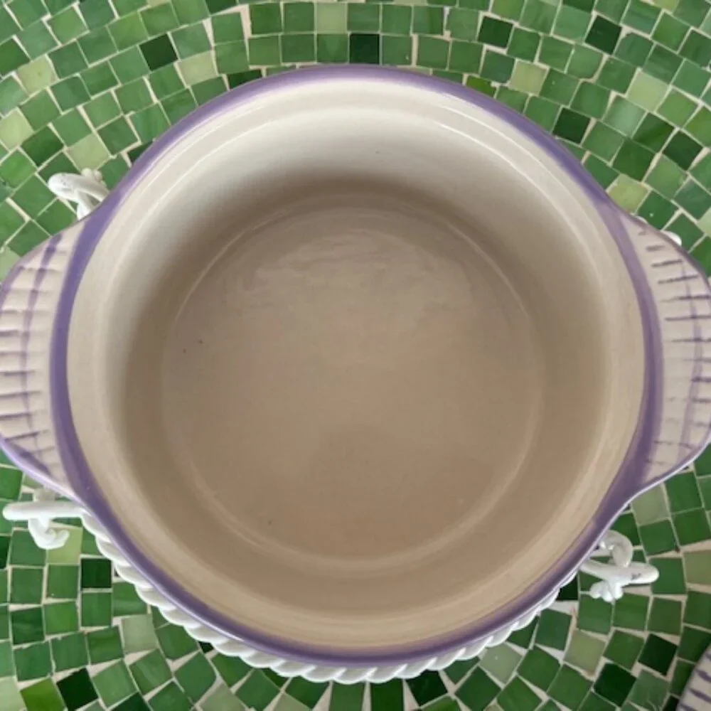 Temptations Floral Covered Casserole Dish in Cream and Purple